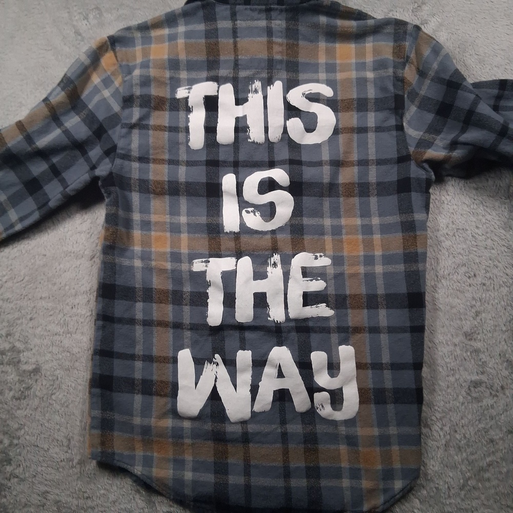 Star Wars Shirt Mens Medium Blue Plaid Flannel Cakeworthy This Is The Way Grogu